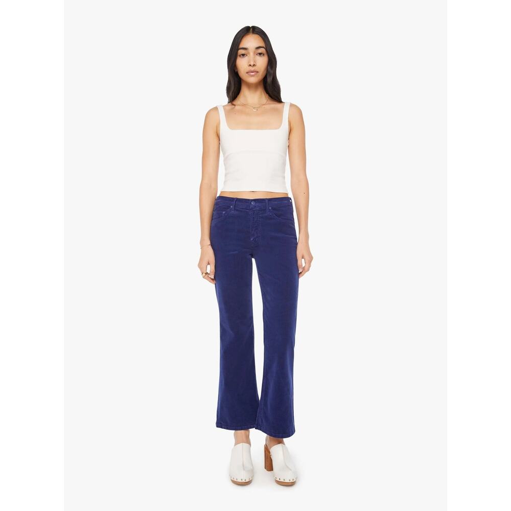 MOTHER The Bookie Flood Corduroy Twilight Blue High Rise Flare Jean Size 26
